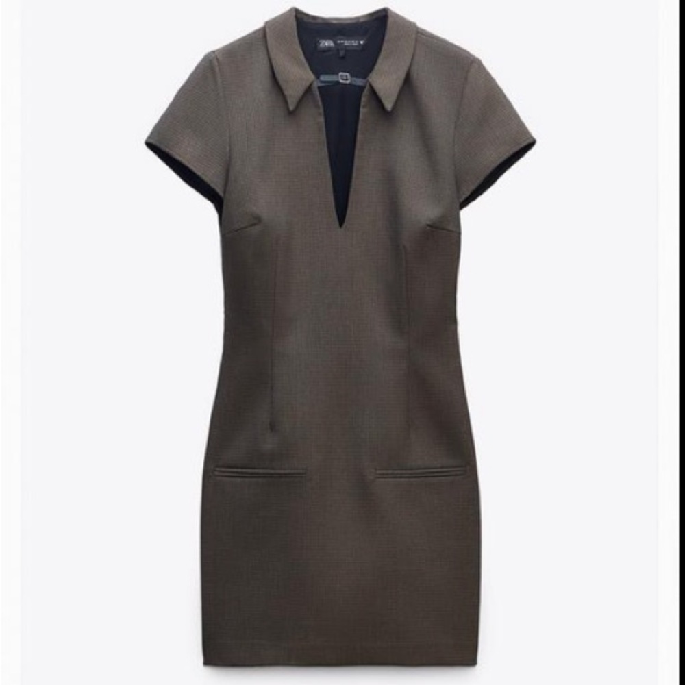 Zara Brown Mini Dress with Collar